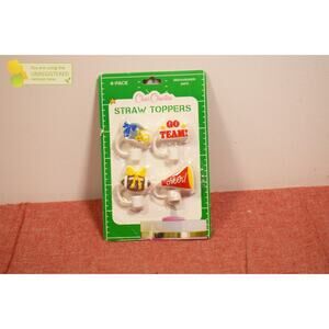 CharCharms 4pk Tailgate Cheer Straw Toppers
